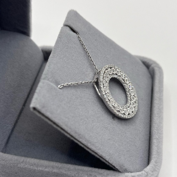 1.00 CT Lab Diamond Round Silver Necklace - Picture 4 of 10